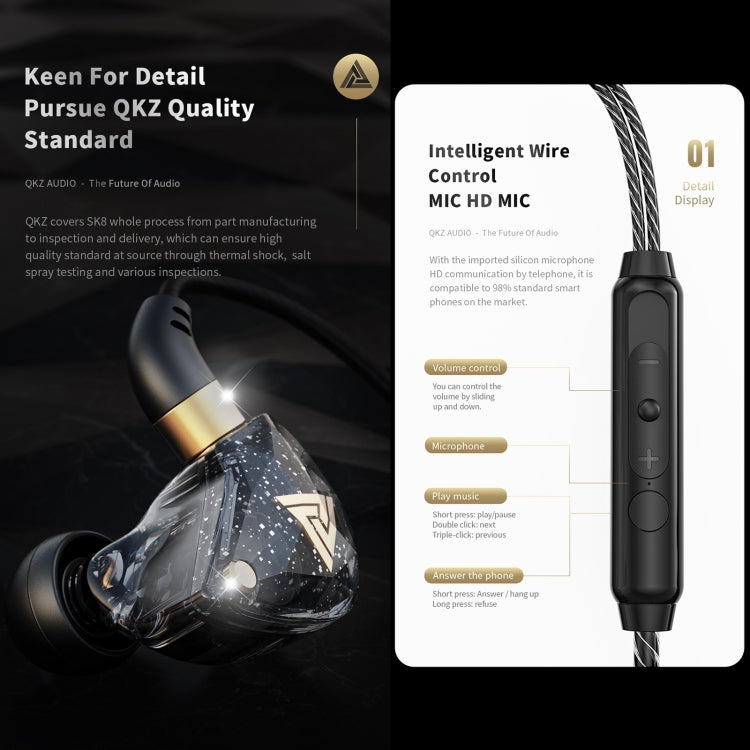QKZ SK8 3,5mm Sport In-Ear Dynamischer HIFI Monitor Ohrhörer mit Mikrofon