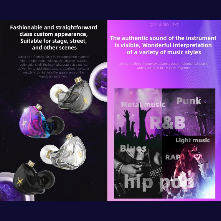 QKZ ZXT Sport In-Ear Kabelgebundener Steuerungsstecker HIFI Stereo Bühnenmonitor Ohrhörer, Standardversion, mit Mikrofon