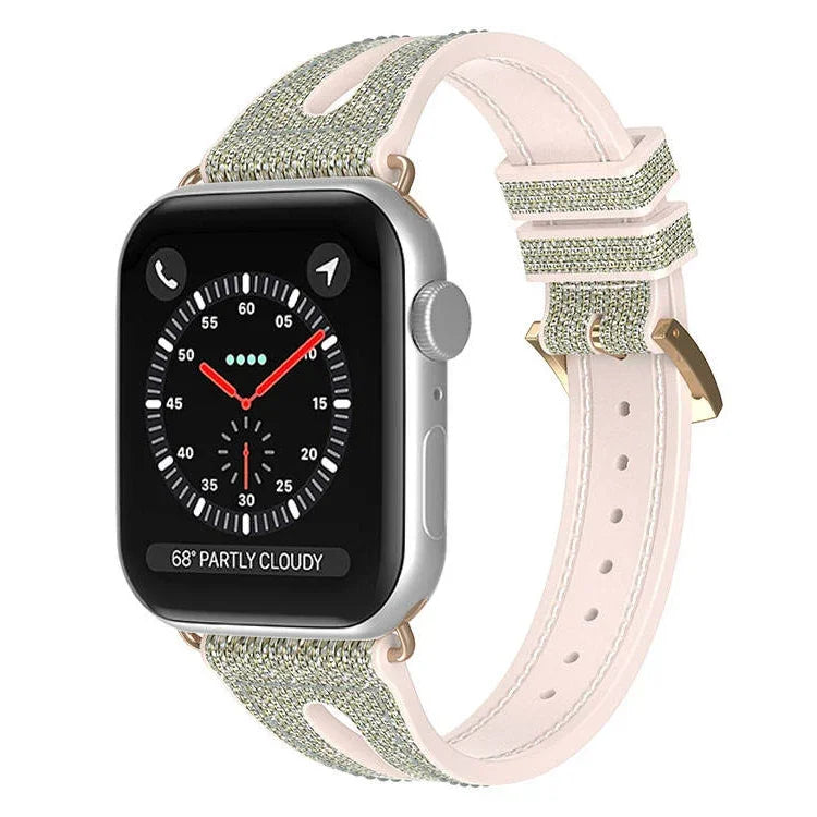 Schlankes Glitzer-Armband für Apple Watch Series 7 (45 mm), 6, SE, 5 und 4 (44 mm), 3, 2 und 1 (42 mm), 7 (41 mm), 6, SE, 5 und 4 (40 mm) sowie 3, 2 und 1 (38 mm)