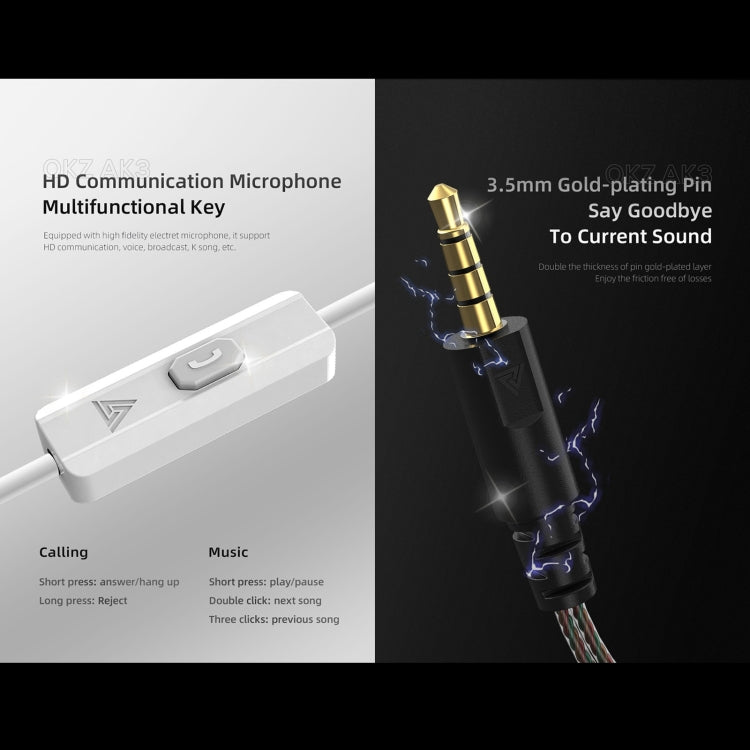 QKZ AK3 FiLe In-Ear Subwoofer Kabelgesteuerter Ohrhörer mit Mikrofon