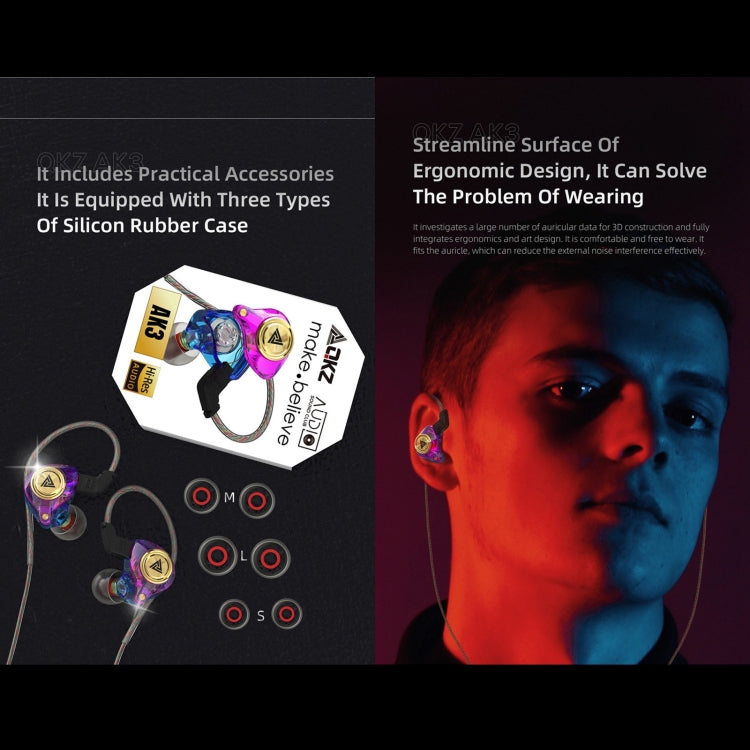 QKZ AK3 FiLe In-Ear Subwoofer Kabelgesteuerter Ohrhörer mit Mikrofon