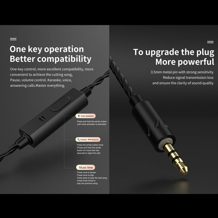 QKZ AK6 MAX In-Ear Dynamischer Subwoofer Kabelgesteuerter Ohrhörer, Standardversion, mit Mikrofonversion
