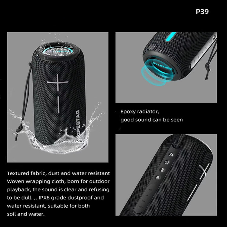 HOPESTAR P39 Wasserdichter Outdoor RGB-Licht Wireless Bluetooth Lautsprecher