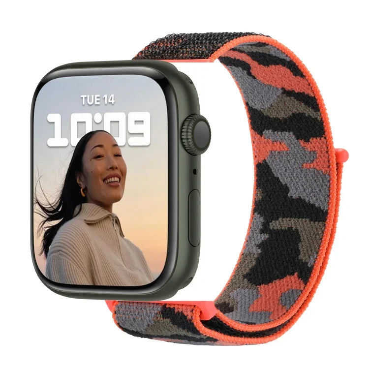 Nylon-Armband für Apple Watch Series 7 (45 mm), 6, SE, 5 und 4 (44 mm), 3, 2 und 1 (42 mm), 7 (41 mm), 6, SE, 5 und 4 (40 mm) sowie 3, 2 und 1 (38 mm)