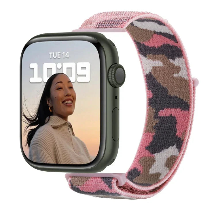 Nylon Loop Watch Band For Apple Watch Series, 7 45mm / 6&SE&5&4 44mm / 3&2&1 42mm, 7 41mm / 6&SE&5&4 40mm / 3&2&1 38mm