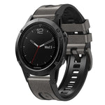 For Garmin Fenix 7X Silicone + Leather Quick Release Watch Band