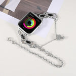 Doppeltes Edelstahl-Armband mit 2 Perlen für Apple Watch Series 7 (45 mm), 6, SE, 5 und 4 (44 mm), 3, 2 und 1 (42 mm), 7 (41 mm), 6, SE, 5 und 4 (40 mm) und 3, 2 und 1 (38 mm)