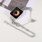 Doppeltes Edelstahl-Armband mit 2 Perlen für Apple Watch Series 7 (45 mm), 6, SE, 5 und 4 (44 mm), 3, 2 und 1 (42 mm), 7 (41 mm), 6, SE, 5 und 4 (40 mm) und 3, 2 und 1 (38 mm)