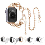 Doppeltes Edelstahl-Armband mit 2 Perlen für Apple Watch Series 7 (45 mm), 6, SE, 5 und 4 (44 mm), 3, 2 und 1 (42 mm), 7 (41 mm), 6, SE, 5 und 4 (40 mm) und 3, 2 und 1 (38 mm)