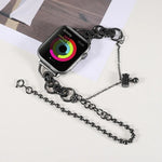 Doppeltes Edelstahl-Armband mit 2 Perlen für Apple Watch Series 7 (45 mm), 6, SE, 5 und 4 (44 mm), 3, 2 und 1 (42 mm), 7 (41 mm), 6, SE, 5 und 4 (40 mm) und 3, 2 und 1 (38 mm)