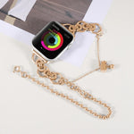 Doppeltes Edelstahl-Armband mit 2 Perlen für Apple Watch Series 7 (45 mm), 6, SE, 5 und 4 (44 mm), 3, 2 und 1 (42 mm), 7 (41 mm), 6, SE, 5 und 4 (40 mm) und 3, 2 und 1 (38 mm)