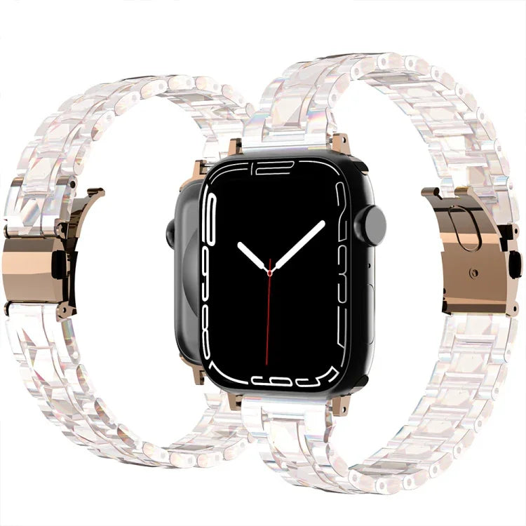 Armband aus galvanisiertem Acryl für Apple Watch Series 7 (45 mm), 6, SE, 5 und 4 (44 mm), 3, 2 und 1 (42 mm), 7 (41 mm), 6, SE, 5 und 4 (40 mm) sowie 3, 2 und 1 (38 mm)