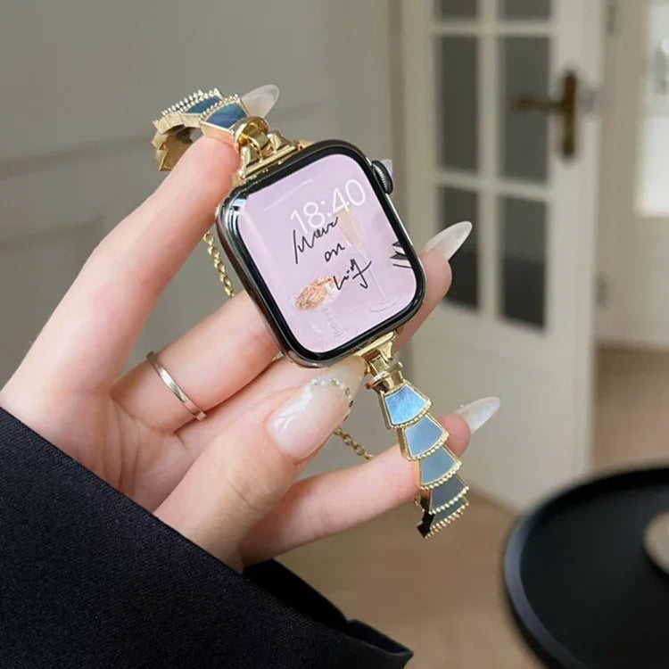 Metallgehäuse-Uhrenarmband für Apple Watch Series 7 (45 mm), 6, SE, 5 und 4 (44 mm), 3, 2 und 1 (42 mm), 7 (41 mm), 6, SE, 5 und 4 (40 mm) sowie 3, 2 und 1 (38 mm)