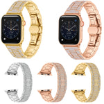 Diamant Metall-Uhrenarmband Für Apple Watch Series, 7 45mm / 6&SE&5&4 44mm / 3&2&1 42mm, 7 41mm / 6&SE&5&4 40mm / 3&2&1 38mm