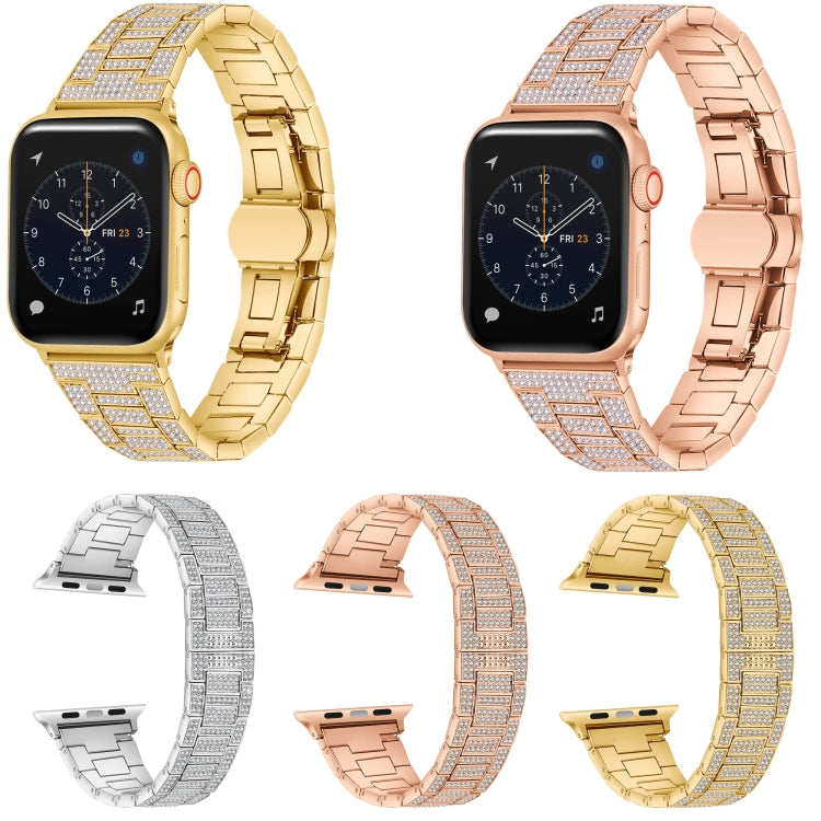 Diamant Metall-Uhrenarmband Für Apple Watch Series, 7 45mm / 6&SE&5&4 44mm / 3&2&1 42mm, 7 41mm / 6&SE&5&4 40mm / 3&2&1 38mm
