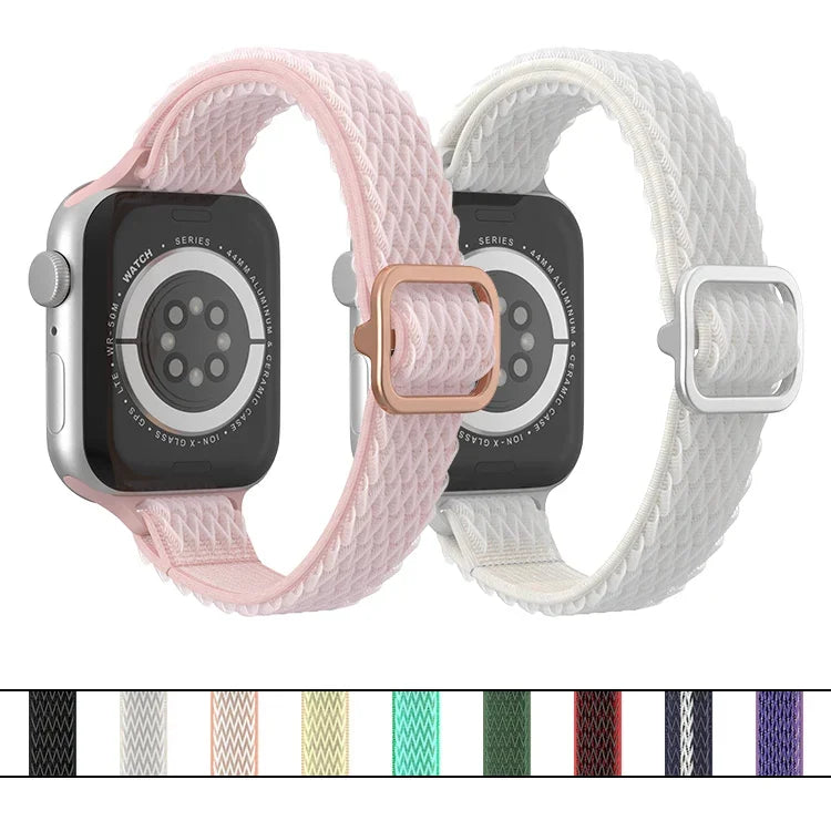 Wave Nylon-Armband für schmale Taille, passend für Apple Watch Series 7 (45 mm), 6, SE, 5, 4 (44 mm), 3, 2, 1 (42 mm) und 7 (41 mm), 6, SE, 5, 4 (40 mm) sowie 3, 2, 1 (38 mm).