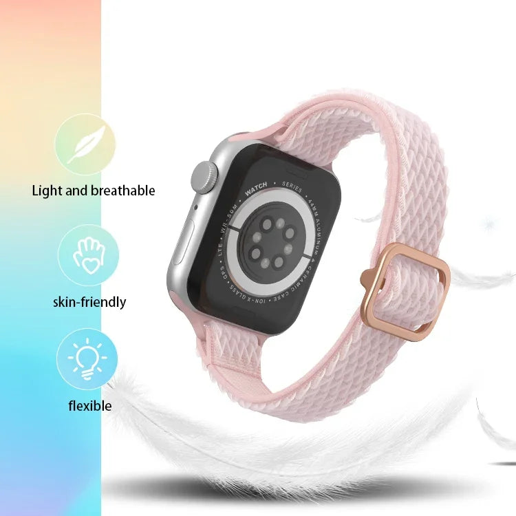 Wave Nylon-Armband für schmale Taille, passend für Apple Watch Series 7 (45 mm), 6, SE, 5, 4 (44 mm), 3, 2, 1 (42 mm) und 7 (41 mm), 6, SE, 5, 4 (40 mm) sowie 3, 2, 1 (38 mm).