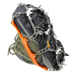 1 Paar 19-Zähne-Anti-Rutsch-Eiskrallen Wander-Kletterketten-Schuhüberzüge, 19 Zähne Größe: L (Schwarz), 19 Zähne Größe: L (Orange), 19 Zähne Größe: XL (Schwarz), 19 Zähne Größe: XL (Orange)