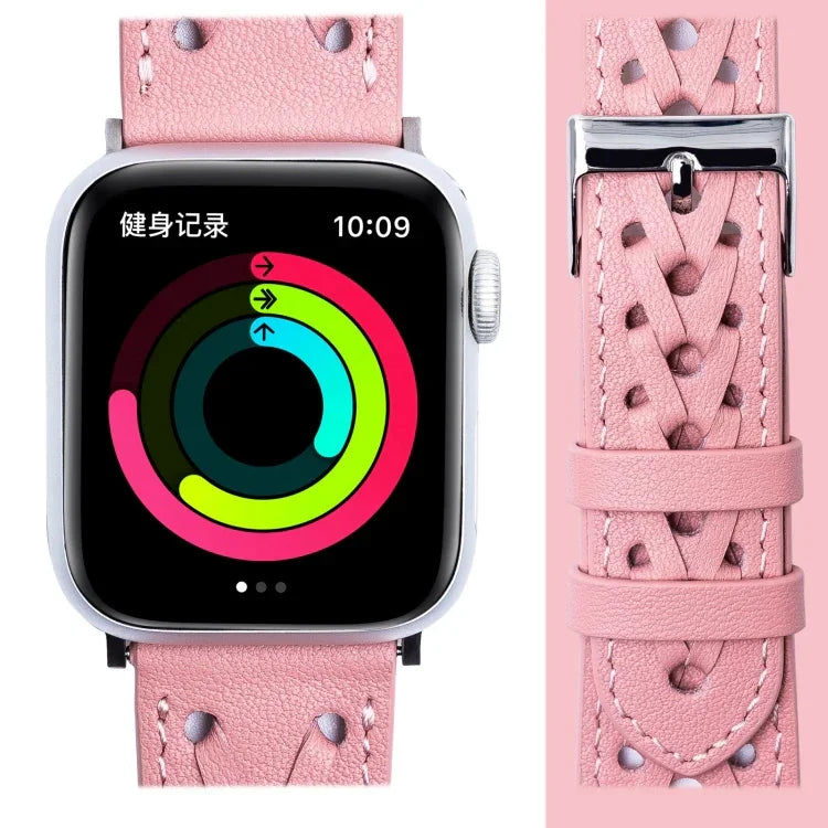 Genuine Leather Woven Watch Strap For Apple Watch Series, 7 45mm / 6&SE&5&4 44mm / 3&2&1 42mm, 7 41mm / 6&SE&5&4 40mm / 3&2&1 38mm