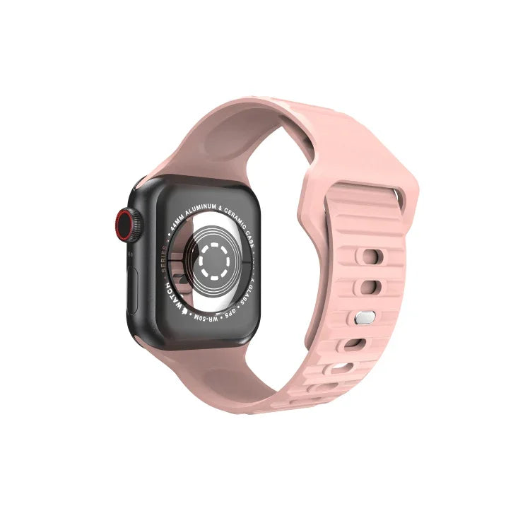 Gewelltes Silikon-Uhrenarmband für Apple Watch Series 7 (45 mm), 6, SE, 5 und 4 (44 mm), 3, 2 und 1 (42 mm), 7 (41 mm), 6, SE, 5 und 4 (40 mm) sowie 3, 2 und 1 (38 mm)