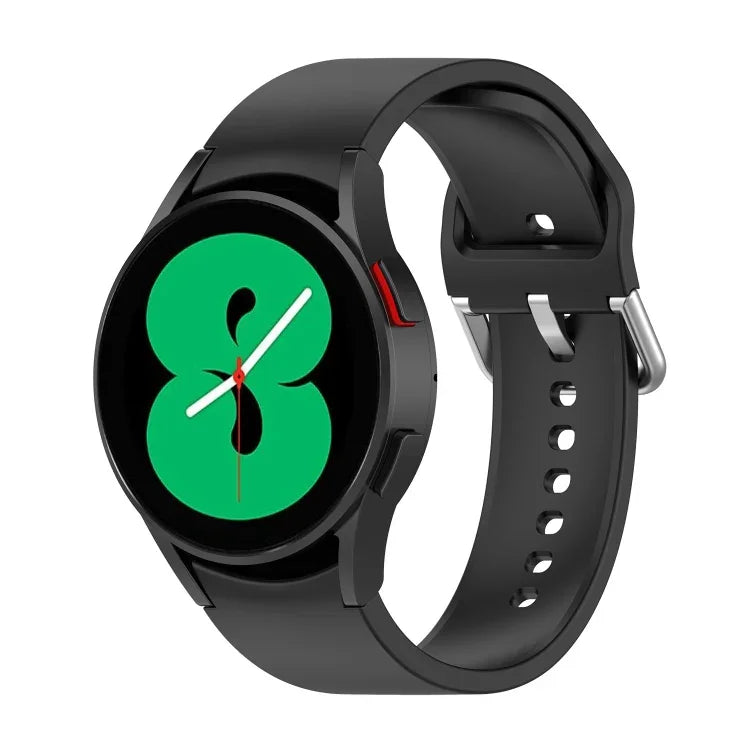 Offizielles silbernes Silikon-Armband mit runder Dornschließe, passend für Samsung Galaxy Watch 5 (44 mm)