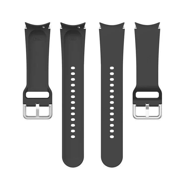 Offizielles silbernes Silikon-Armband mit runder Dornschließe, passend für Samsung Galaxy Watch 5 (44 mm)