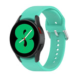 Offizielles silbernes Silikon-Armband mit runder Dornschließe, passend für Samsung Galaxy Watch 5 (44 mm)