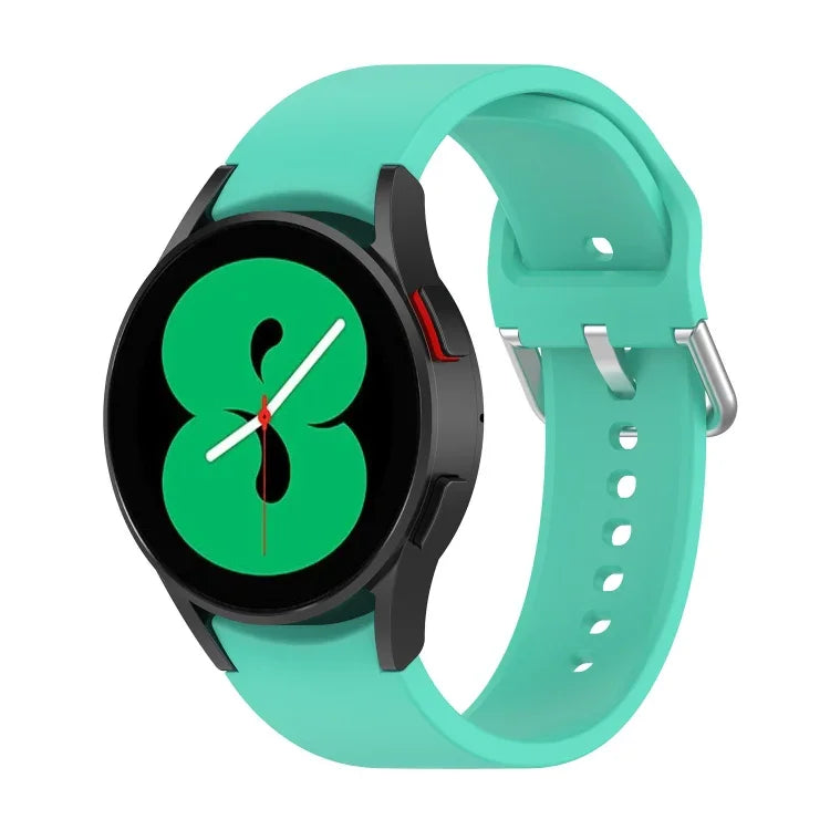 Offizielles silbernes Silikon-Armband mit runder Dornschließe, passend für Samsung Galaxy Watch 5 (44 mm)