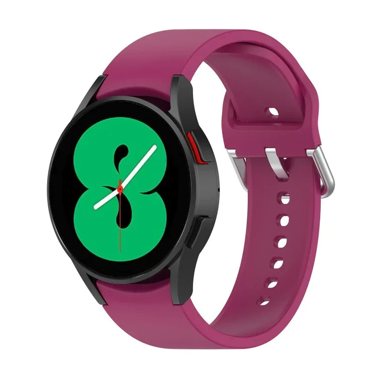 Offizielles silbernes Silikon-Armband mit runder Dornschließe, passend für Samsung Galaxy Watch 5 (44 mm)