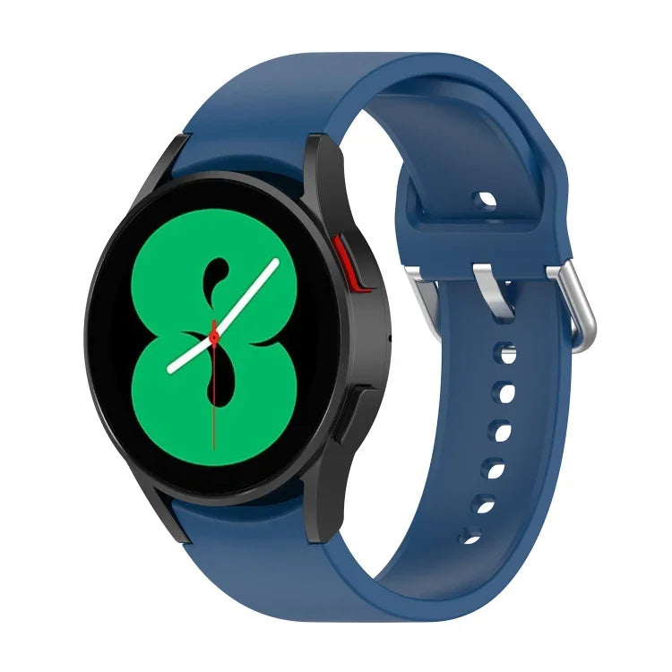 Offizielles silbernes Silikon-Armband mit runder Dornschließe, passend für Samsung Galaxy Watch 5 (44 mm)