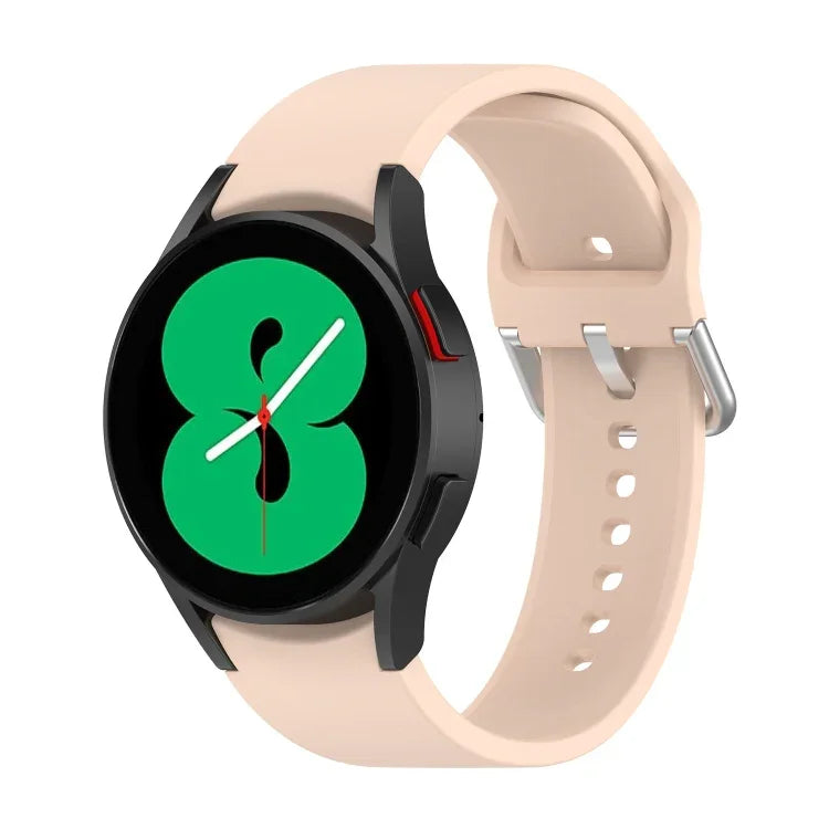 Offizielles silbernes Silikon-Armband mit runder Dornschließe, passend für Samsung Galaxy Watch 5 (44 mm)