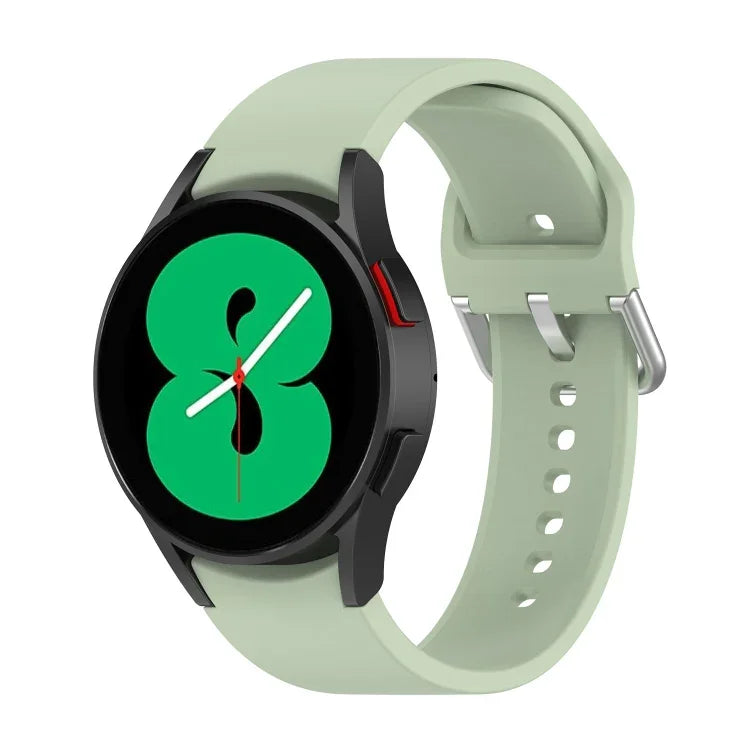 Offizielles silbernes Silikon-Armband mit runder Dornschließe, passend für Samsung Galaxy Watch 5 (44 mm)