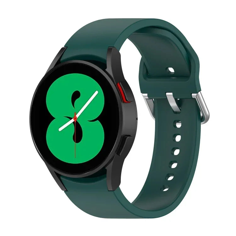 Offizielles silbernes Silikon-Armband mit runder Dornschließe, passend für Samsung Galaxy Watch 5 (44 mm)