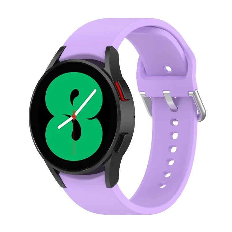 Offizielles silbernes Silikon-Armband mit runder Dornschließe, passend für Samsung Galaxy Watch 5 (44 mm)