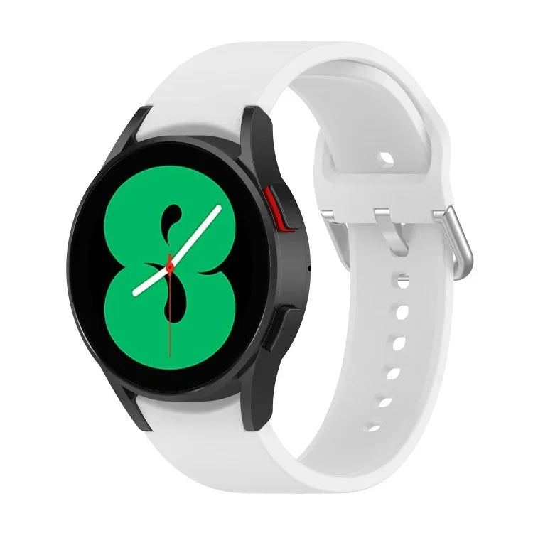 Offizielles silbernes Silikon-Armband mit runder Dornschließe, passend für Samsung Galaxy Watch 5 (44 mm)