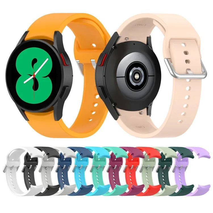 Offizielles silbernes Silikon-Armband mit runder Dornschließe, passend für Samsung Galaxy Watch 5 (44 mm)