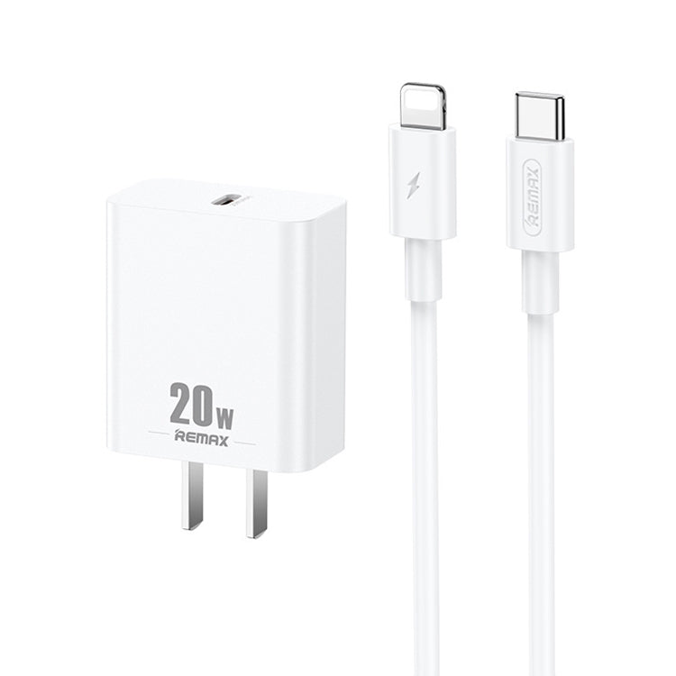 REMAX RP-U5 Extreme 2 Series 20W PD Ladegerät + 1m USB-C / Typ-C auf 8-Pin Schnelllade-Datenkabel-Set, CN Stecker, EU Stecker, US Stecker