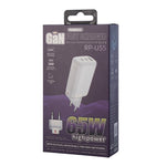 REMAX RP-U55 Territory Series 65W USB+Doppelte USB-C / Typ-C Schnittstelle Schnellladegerät, EU-Stecker, UK-Stecker, CN-Stecker