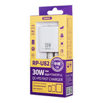 REMAX RP-U82 30W USB+USB-C/Type-C Dual-Interface Schnellladegerät, CN-Stecker, UK-Stecker, US-Stecker
