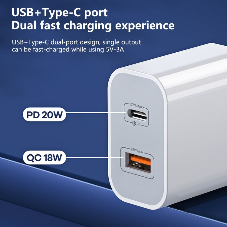 REMAX RP-U68 20W USB+USB-C/Type-C Dual Interface Schnellladegerät-Set, CN-Stecker, EU-Stecker, UK-Stecker, US-Stecker