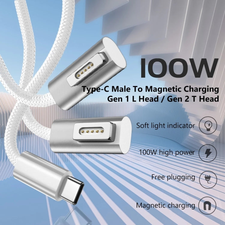 100W 5-Pin MagSafe 1 (L-förmig) zu USB-C / Type-C PD Ladekabel, Kabellänge: 1,8m, MagSafe 1 (L-förmig)