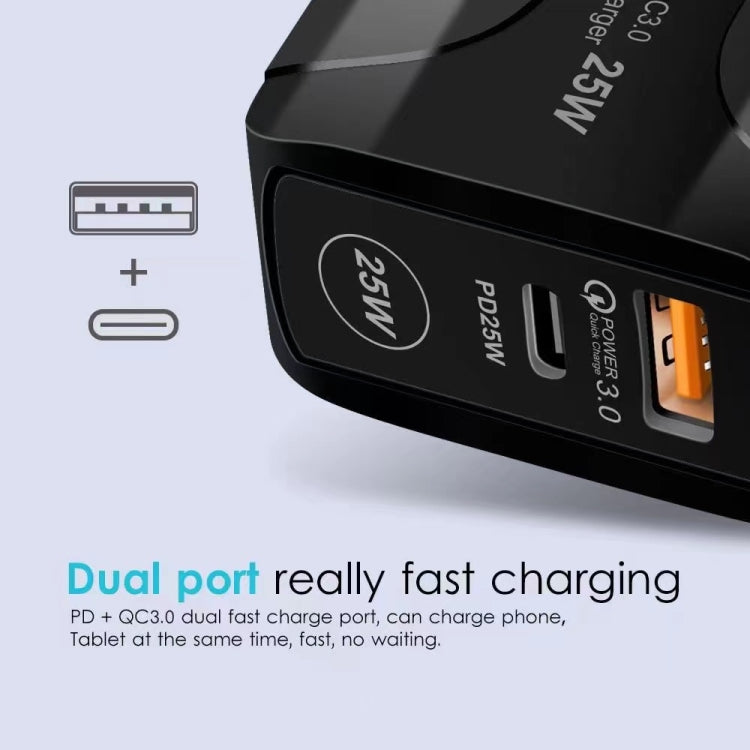 25W PD Typ-C + QC3.0 USB-Reiseladegerät, US-Stecker, EU-Stecker