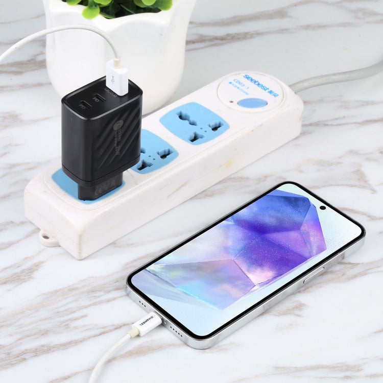 AR-892 3-in-1 QC3.0 PD20W USB + USB-C / Type-C Wand-Reise-Ladegerät, EU-Stecker, UK-Stecker