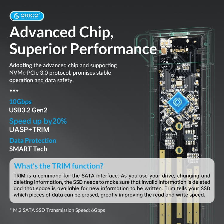 ORICO-USB3.1 Gen1 Type-C 6Gbps M.2 SATA SSD Gehäuse