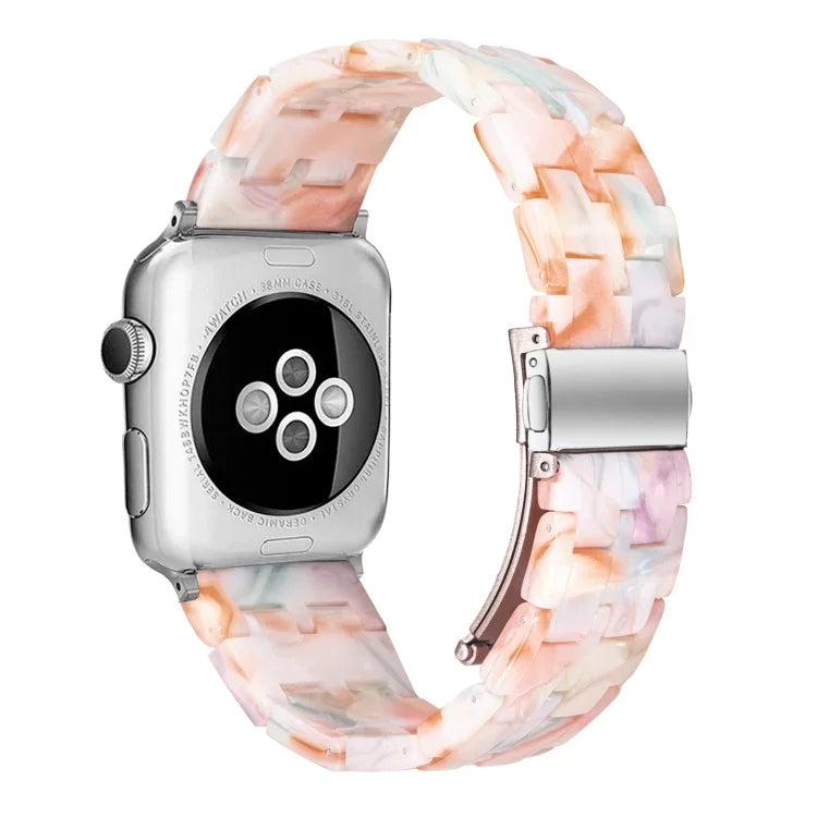 Fünf-Perlen-Armband aus Kunstharz für Apple Watch Series 7 (45 mm), 6, SE, 5 und 4 (44 mm), 3, 2 und 1 (42 mm), 7 (41 mm), 6, SE, 5 und 4 (40 mm) sowie 3, 2 und 1 (38 mm)