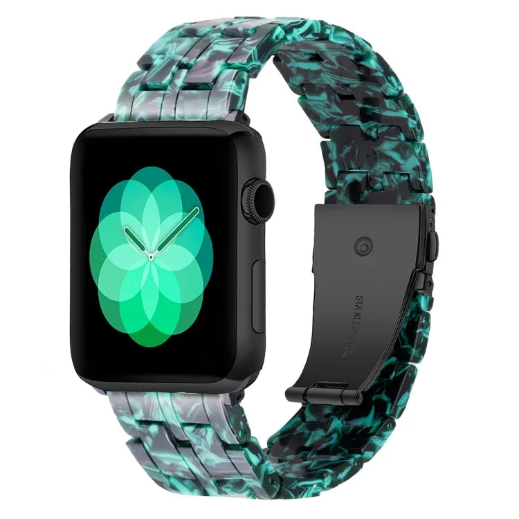 Fünf-Perlen-Armband aus Kunstharz für Apple Watch Series 7 (45 mm), 6, SE, 5 und 4 (44 mm), 3, 2 und 1 (42 mm), 7 (41 mm), 6, SE, 5 und 4 (40 mm) sowie 3, 2 und 1 (38 mm)