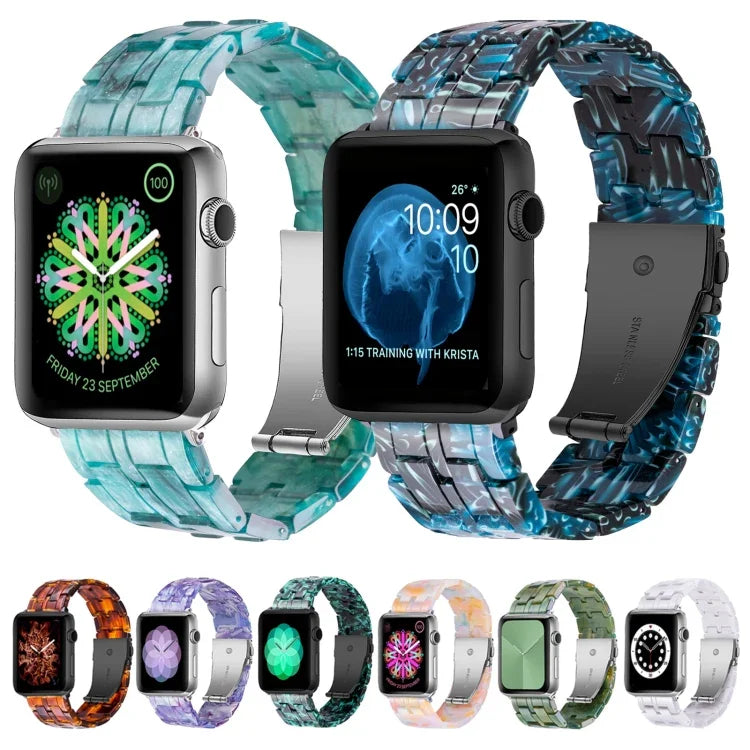 Fünf-Perlen-Armband aus Kunstharz für Apple Watch Series 7 (45 mm), 6, SE, 5 und 4 (44 mm), 3, 2 und 1 (42 mm), 7 (41 mm), 6, SE, 5 und 4 (40 mm) sowie 3, 2 und 1 (38 mm)