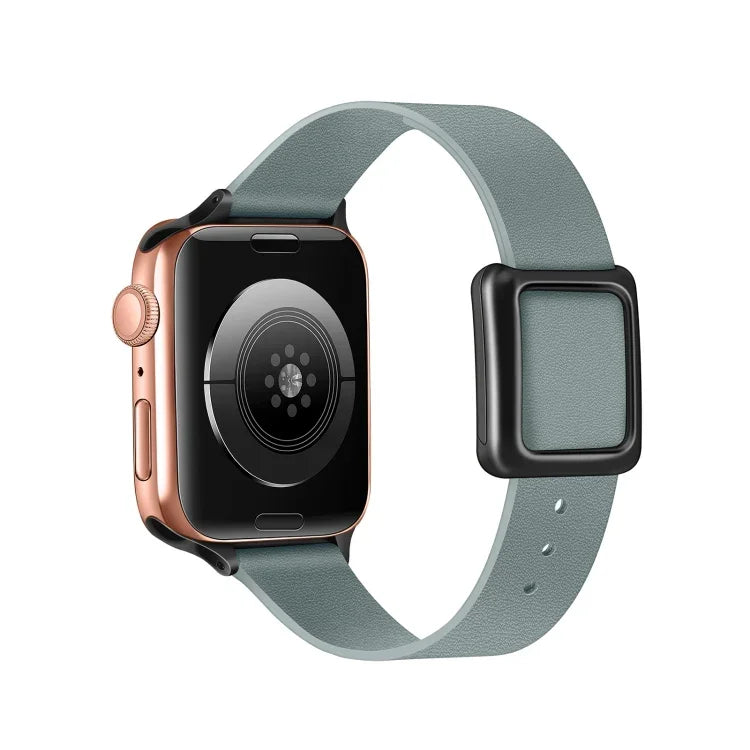 Magnetic Black Square Buckle Watch Band For Apple Watch Series, 7 45mm / 6&SE&5&4 44mm / 3&2&1 42mm, 7 41mm / 6&SE&5&4 40mm / 3&2&1 38mm