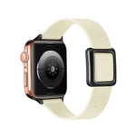 Magnetic Black Square Buckle Watch Band For Apple Watch Series, 7 45mm / 6&SE&5&4 44mm / 3&2&1 42mm, 7 41mm / 6&SE&5&4 40mm / 3&2&1 38mm
