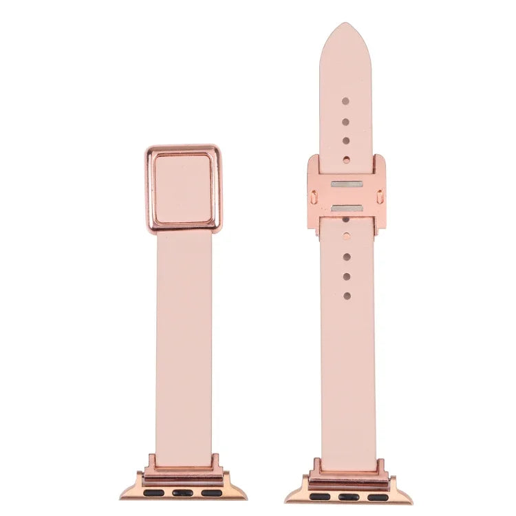 Magnetisches Armband mit quadratischer Dornschließe in Roségold für Apple Watch Series 7 (45 mm), 6, SE, 5, 4 (44 mm), 3, 2, 1 (42 mm), 7 (41 mm), 6, SE, 5, 4 (40 mm) und 3, 2, 1 (38 mm)